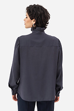 JANE blouse with ruffles and stand-up collar in graphite color Garne 3042013 photo №5