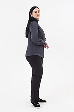 JANE blouse with ruffles and stand-up collar in graphite color Garne 3042013 photo №8