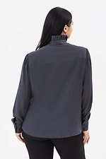 JANE blouse with ruffles and stand-up collar in graphite color Garne 3042013 photo №9