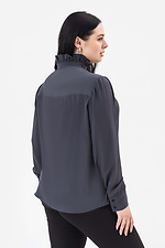 JANE blouse with ruffles and stand-up collar in graphite color Garne 3042013 photo №10