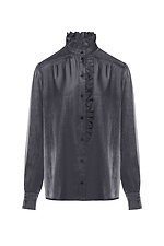 JANE blouse with ruffles and stand-up collar in graphite color Garne 3042013 photo №12