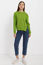 Oversized knitted sweater with open shoulder and side slit Garne 3400013 photo №2