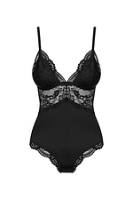 Чорне мереживне боді зі щільним бюстом Obsessive 4027013 фото №4