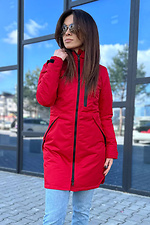 Red long parka jacket with a hood for autumn AllReal 8042013 photo №2