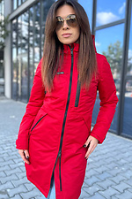 Red long parka jacket with a hood for autumn AllReal 8042013 photo №4