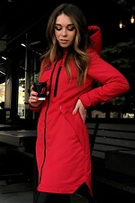 Red long parka jacket with a hood for autumn AllReal 8042013 photo №8