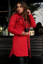 Red long parka jacket with a hood for autumn AllReal 8042013 photo №9