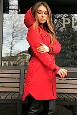 Red long parka jacket with a hood for autumn AllReal 8042013 photo №10