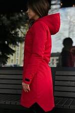 Куртка парка красного цвета удлиненная с капюшоном на осень AllReal 8042013 фото №12