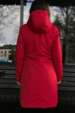 Red long parka jacket with a hood for autumn AllReal 8042013 photo №13