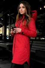 Куртка парка красного цвета удлиненная с капюшоном на осень AllReal 8042013 фото №15