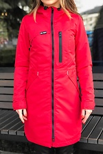 Куртка парка красного цвета удлиненная с капюшоном на осень AllReal 8042013 фото №17