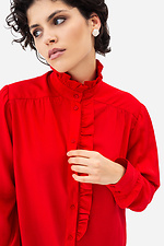 JANE blouse with ruffles and stand-up collar in red Garne 3042014 photo №6
