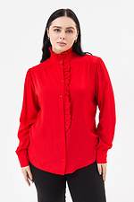Блуза JANE с рюшами и воротником стойкой красного цвета Garne 3042014 фото №7