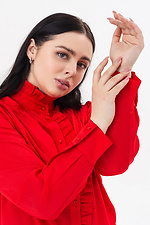 JANE blouse with ruffles and stand-up collar in red Garne 3042014 photo №11