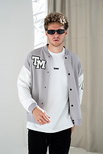 Мужская кофта бомбер на кнопках Oversize Petlia 23 Серый с молочным Teamv 8034014 фото №4
