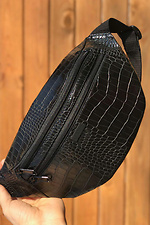 Чорна сумка на пояс бананка під крокодила Mamakazala 8038014 фото №2