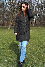 Осіння парка куртка чорного кольору, подовжена з капюшоном AllReal 8042014 фото №2