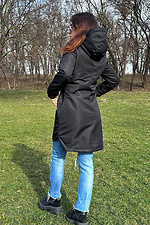 Осіння парка куртка чорного кольору, подовжена з капюшоном AllReal 8042014 фото №8
