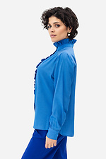 JANE blouse with ruffles and stand-up collar in blue Garne 3042015 photo №4