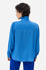 JANE blouse with ruffles and stand-up collar in blue Garne 3042015 photo №5