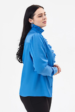 JANE blouse with ruffles and stand-up collar in blue Garne 3042015 photo №8