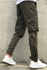 Коттоновые зауженные штаны болотного цвета AllReal 8042015 фото №2