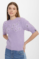 Strickpullover mit kurzen Ärmeln und üppigen Blumen Garne 3400016 Foto №1