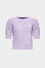 Strickpullover mit kurzen Ärmeln und üppigen Blumen Garne 3400016 Foto №5