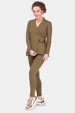 Khaki cotton suit: wraparound tunic, tapered cuffed pants HOT 8035016 photo №2