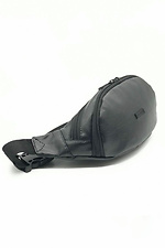 Black oval banana belt bag in glossy leatherette Mamakazala 8038016 photo №3