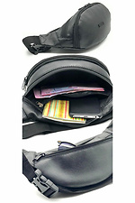 Black oval banana belt bag in glossy leatherette Mamakazala 8038016 photo №6