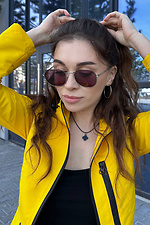 Непромокаемая куртка ветровка с капюшоном желтого цвета AllReal 8042016 фото №5