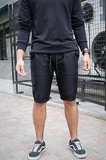 Black cotton knee length cargo shorts with pockets Without 8048016 photo №2