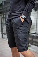 Black cotton knee length cargo shorts with pockets Without 8048016 photo №4