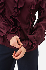 Жіноча блуза TRACY бордового кольору з воланами Garne 3042017 фото №6