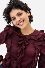 Жіноча блуза TRACY бордового кольору з воланами Garne 3042017 фото №7
