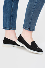 Black leather loafers for women Garne 3200017 photo №1