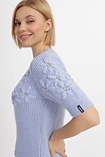 Knitted sweater with short sleeves and lush flowers Garne 3400017 photo №2