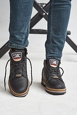 Schwarze Wintersneaker aus echtem Leder  8019017 Foto №1