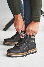 Schwarze Wintersneaker aus echtem Leder  8019017 Foto №3
