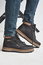 Schwarze Wintersneaker aus echtem Leder  8019017 Foto №4