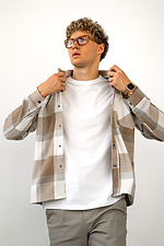 Men's cashmere check shirt Sand Teamv 8034017 photo №1