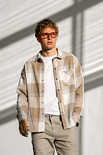 Men's cashmere check shirt Sand Teamv 8034017 photo №4