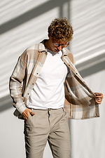 Men's cashmere check shirt Sand Teamv 8034017 photo №5