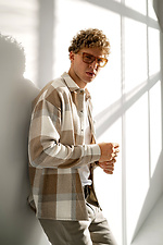 Men's cashmere check shirt Sand Teamv 8034017 photo №6