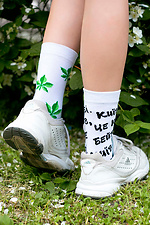 Високі бавовняні шкарпетки білого кольору з принтом і написом SOX 8041017 фото №1