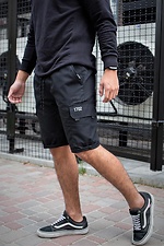 Knee-length black cotton shorts with pockets Without 8048017 photo №1