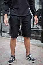 Knee-length black cotton shorts with pockets Without 8048017 photo №2