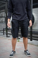 Knee-length black cotton shorts with pockets Without 8048017 photo №5
